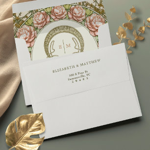 Enveloppe Vintage Peonies Art Nouveau Vintage