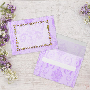 Enveloppe Vintage pourpre Damask et Gold Frame Mariage