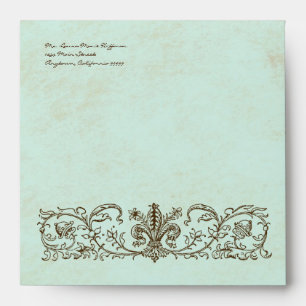 Enveloppe Vintage Robins Oeuf Bleu Couronne Flourissent