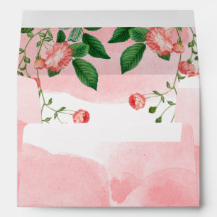 Enveloppe Vintage Rose rose Floral 5x7 Faire-part de mariage