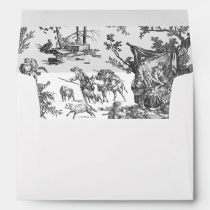 Enveloppe Vintage Rustique Ferme Français Toile-Noir & Blanc