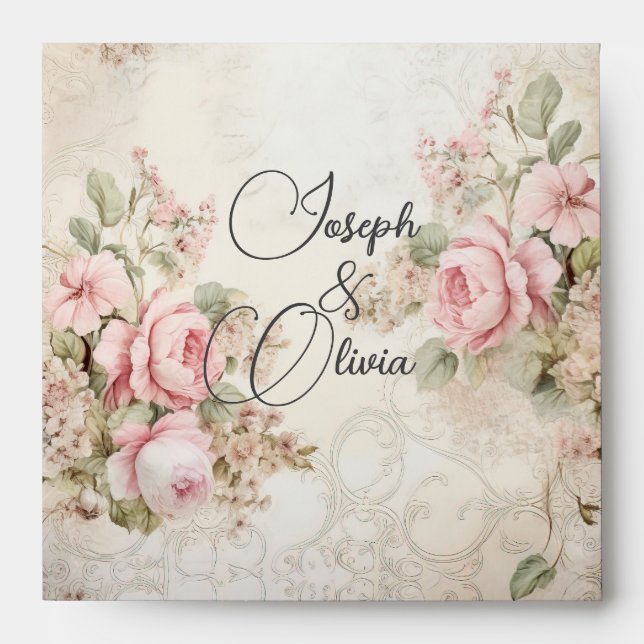 Enveloppe vintage shabby chic mariage (Devant)