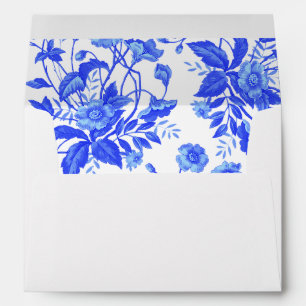 Enveloppe Vintage Toile bleu Fête des mariées Florale