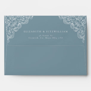 Enveloppe Vintage Vins Bleus Ornament Cadre élégant