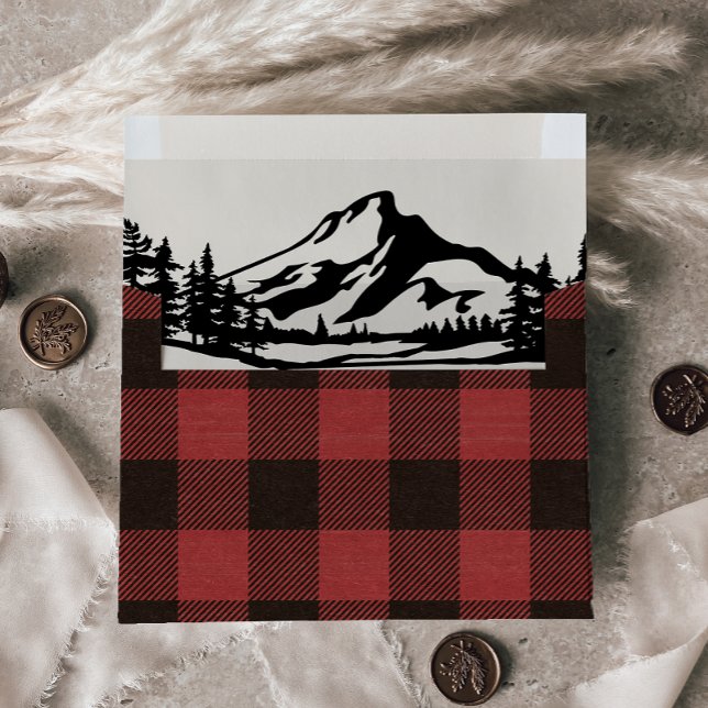 Enveloppe Vintage Wilderness | Buffalo Plaid Mariage (Créateur téléchargé)