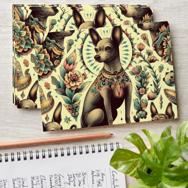 Enveloppe Vintage Xoloitzcuintle sans fil (Stacked)