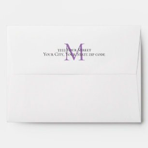 Enveloppe Violet Monogramme Retourner l'adresse Retour Flèch