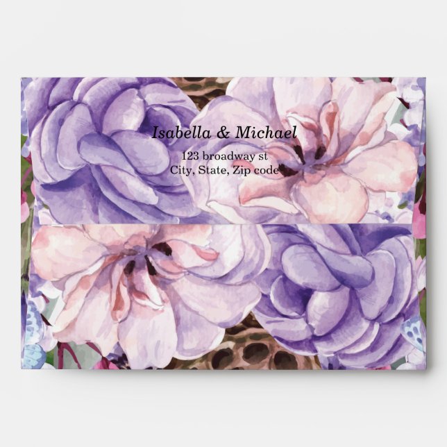 Enveloppe Violet partout sur le Mariage floral (Dos (Haut rabat))