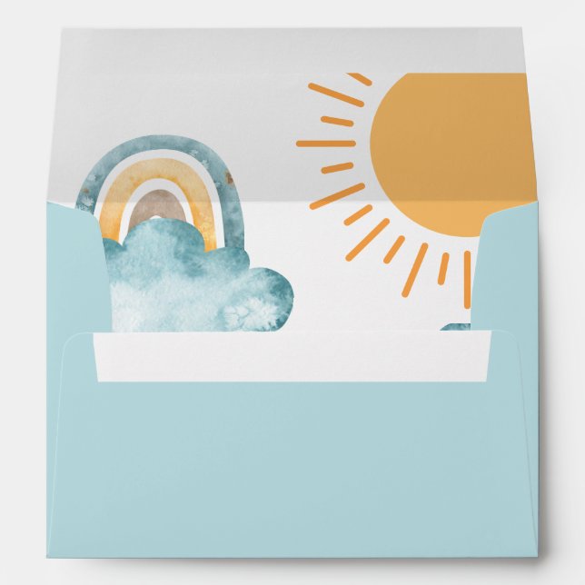 Enveloppe Voici Le Baby shower Fils Bleu (Dos (Bas))