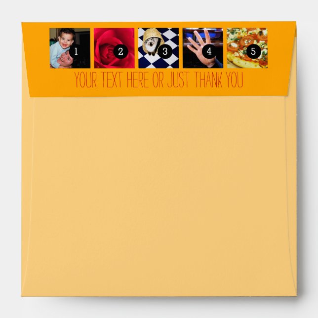 Enveloppe Vos Photos Images Votre Texte De Voeux Jaune Solei (Dos (Haut rabat))