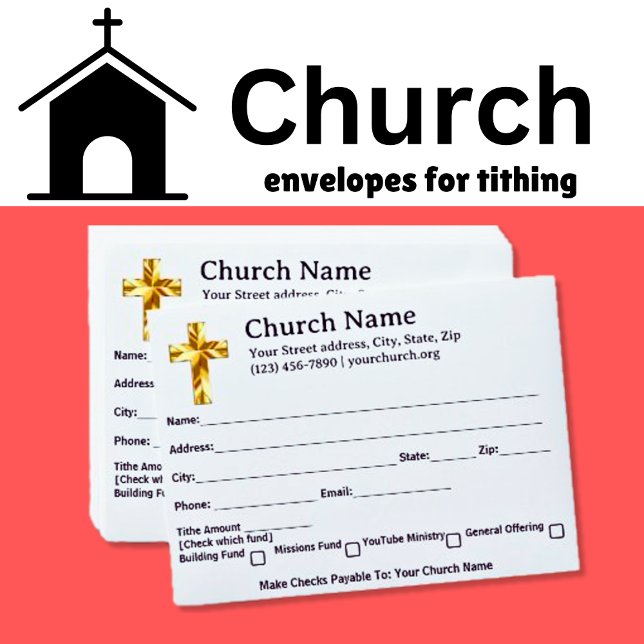 Enveloppe Votre église dîners offrant Croix d'or Modèle (Créateur téléchargé)