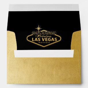 Enveloppe VOYAGE À Las Vegas Gold et Black Invitation Mailin