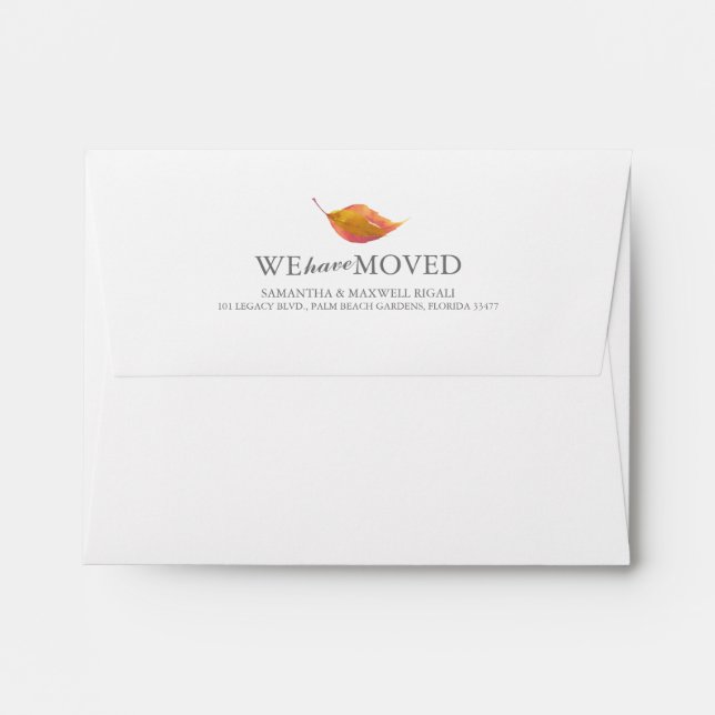 Enveloppe Watercolor Fall Foliing Adresse de retour (Dos (Haut rabat))