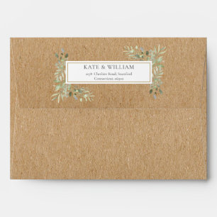 Enveloppe Watercolor Greenery Rustic Kraft Adresse de retour