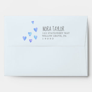 Enveloppe Watercolor Hearts Baby shower garçon