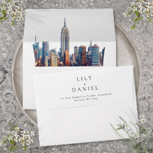 Enveloppe Watercolor New York City Mariage Adresse de retour