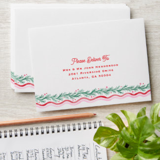 Enveloppe Watercolor Wavy Holiday Garland Edge