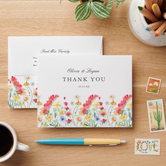 Enveloppe Watercolor Wildflower Floral Wedding Seed Favor (Desk)