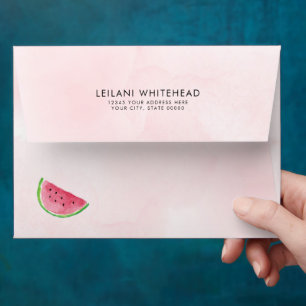 Enveloppe Watermelon Baby shower fille aquarelle