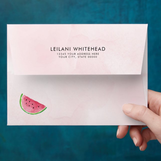 Enveloppe Watermelon Baby shower fille aquarelle (Hand)