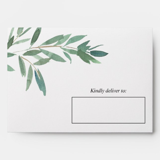 Enveloppe Wedding Green Leaves  Return Address Envelope (Devant)