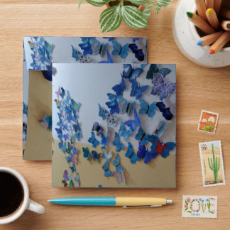 Enveloppe wedding invitatio blue butterflies