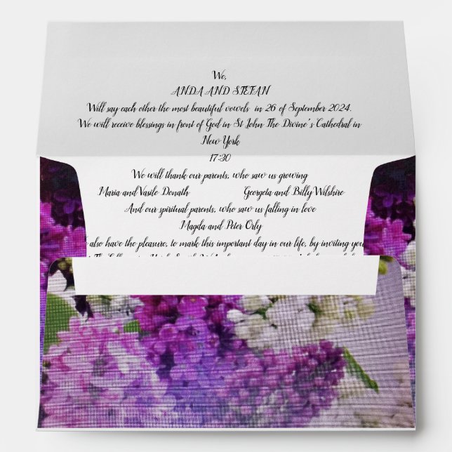 Enveloppe Wedding Invitation All In One Envelope Lilac (Dos (Bas))