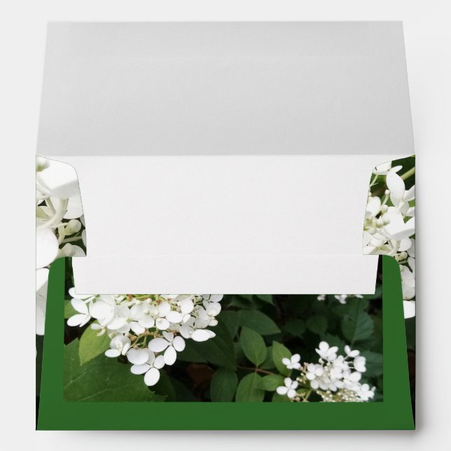 Enveloppe Wedding Invitation Envelope White Hydrangea Green  (Dos (Bas))