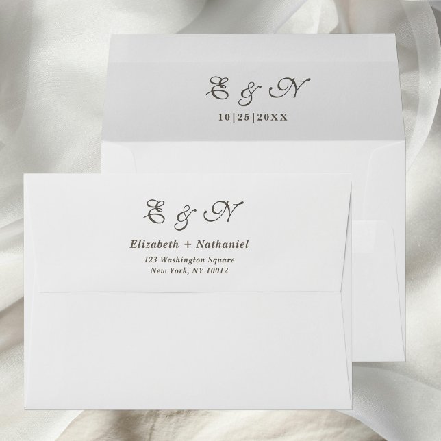 Enveloppe Wedding Monogram Script Timeless Return Address (Créateur téléchargé)