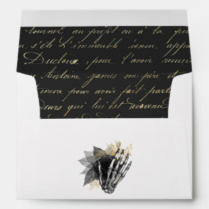 Enveloppe Whimsical Black et or Floral Mariage gothique