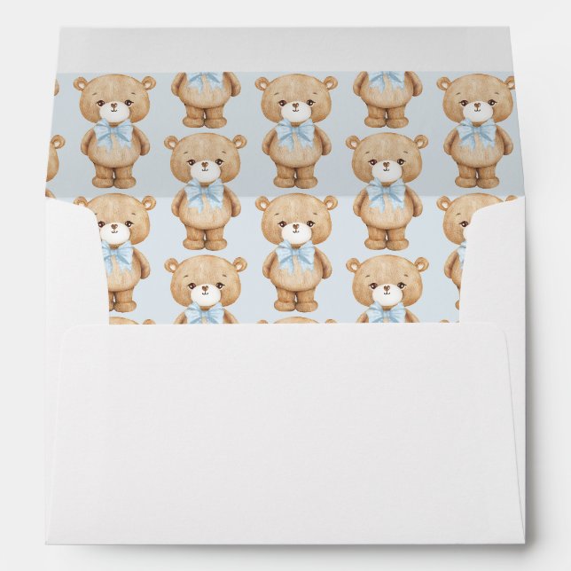 Enveloppe Whimsical Blue Teddy Bear Baby Boy Shoy Anniversai (Dos (Bas))