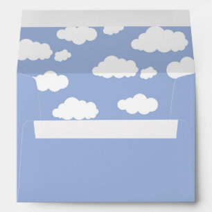 Enveloppe Whimsical Clouds Baby shower Party Blue Invitation