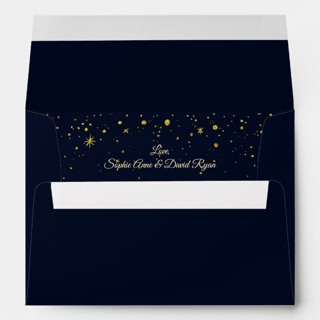 Enveloppe Whimsical Gold Starry Mariage de nuit (Dos (Bas))