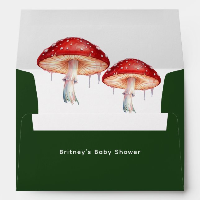 Enveloppe Whimsical Mushroom Baby Shower (Dos (Bas))