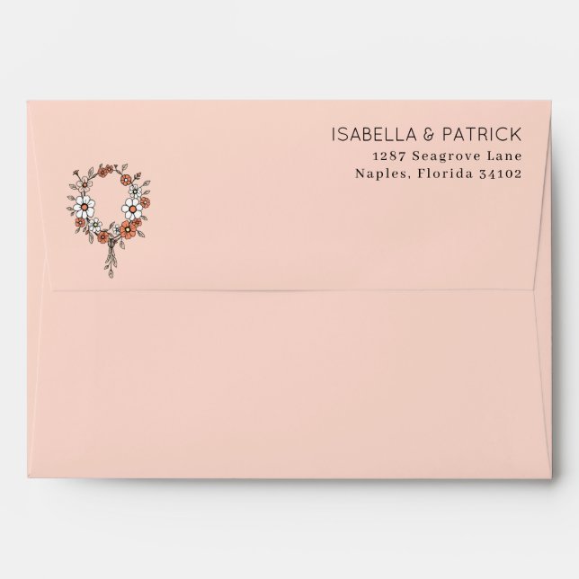 Enveloppe Whimsical Pastel Floral Wreath (Dos (Haut rabat))