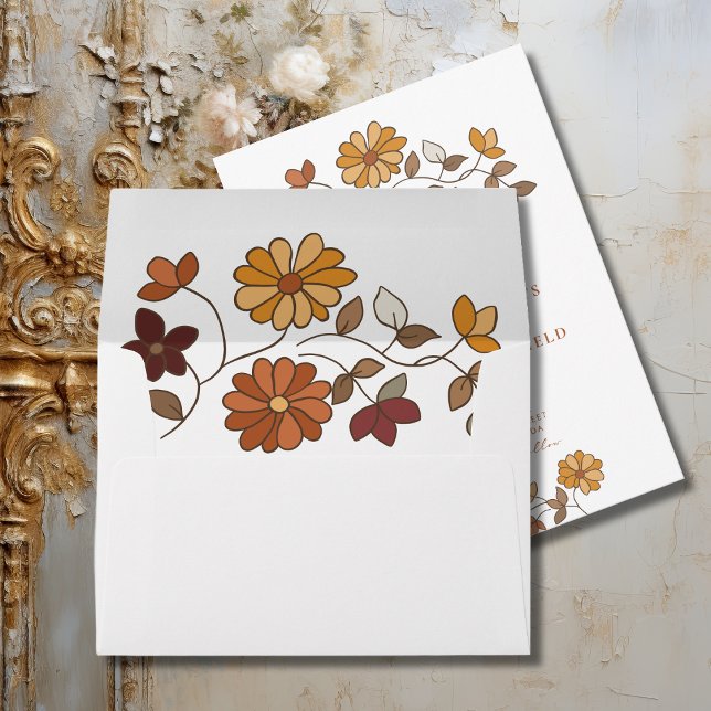 Enveloppe Whimsical Retro Boho Floral Mariage (Whimsical Retro Boho Floral Wedding Invitation Envelope)