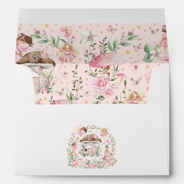 Enveloppe Whimsical Rose Floral Garden Adresse de retour (Dos (Bas))