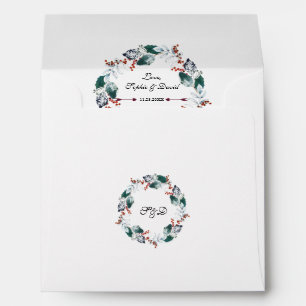 Enveloppe Whimsical Winter Holy Berries Wreath Mariage
