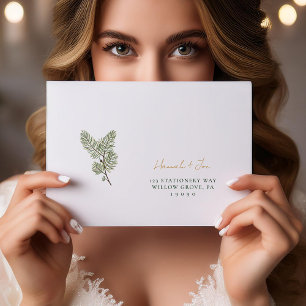 Enveloppe Whimssical Green et Gold Pine Cone Mariage