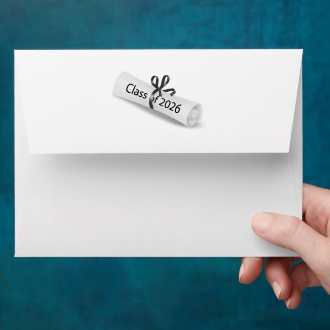 Enveloppe White 2026 Diploma with Black Bow  (Hand)
