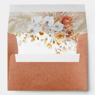 Enveloppe White et Terracotta Floral Elegant Botanical Enve