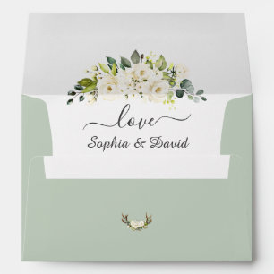 Enveloppe White Floral Antlers Mariage Adresse de retour