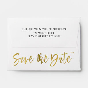 Enveloppe White Gold Foil Enregistrer la date