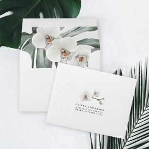 Enveloppe White Orchids Tropical A2 RSVP Adresse de retour