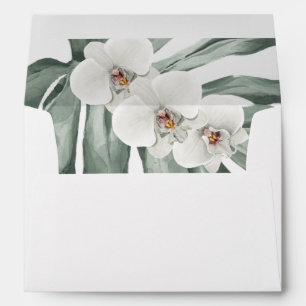 Enveloppe White Orchids Tropical avec adresse de retour