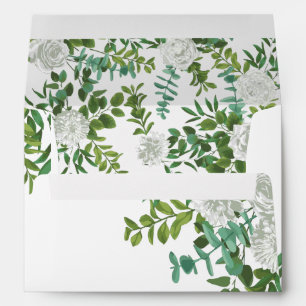 Enveloppe White Peony & Rose Floral Mariage