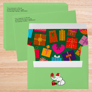 Enveloppe White Père Noël Elephant Christmas Motif Ajouter A