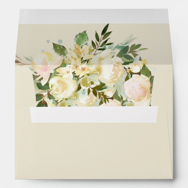 Enveloppe White Rose Mariage Elegant Chic Adresse de retour (Dos (Bas))