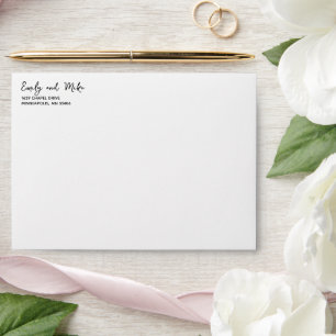 Enveloppe White Simple Script Typographie Adresse de retour