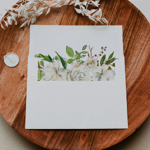 Enveloppe White Winter Peony Floral Faire-part de mariage